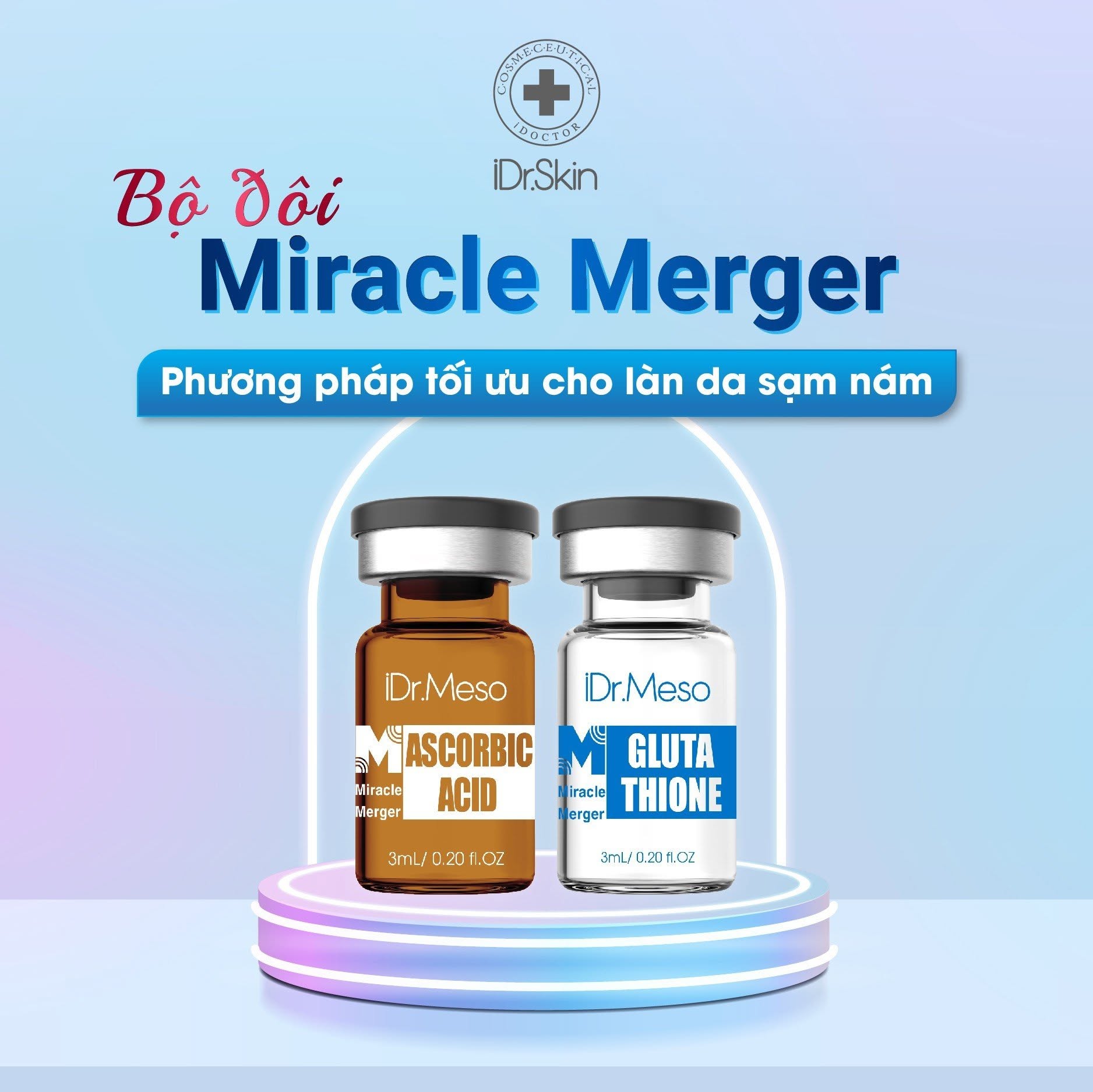 Combo Meso iDr.Skin Vitamin C 20% & Glutathione – Hỗ Trợ Mờ Nám, Dưỡng Sáng Da