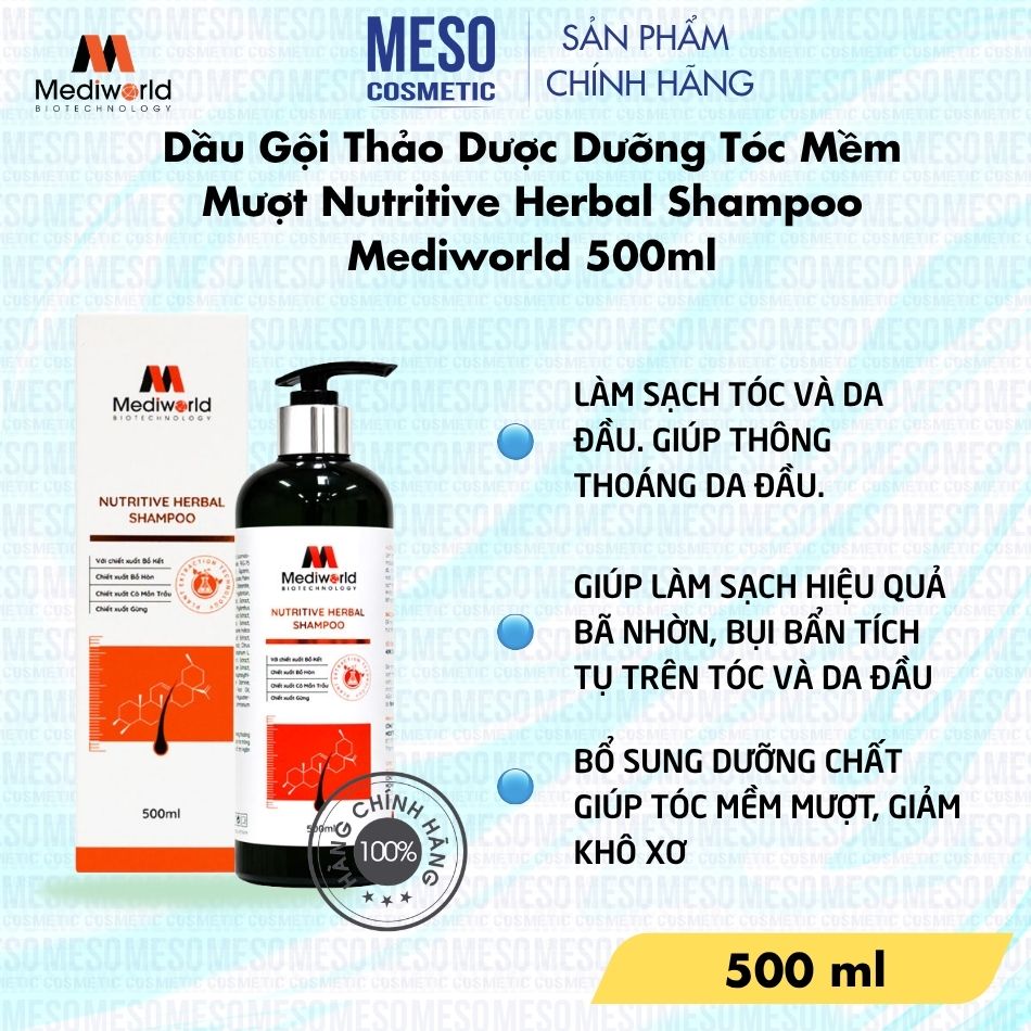 Dầu Gội Thảo Dược Dưỡng Tóc Mềm Mượt Nutritive Herbal Shampoo Mediworld 500ml
