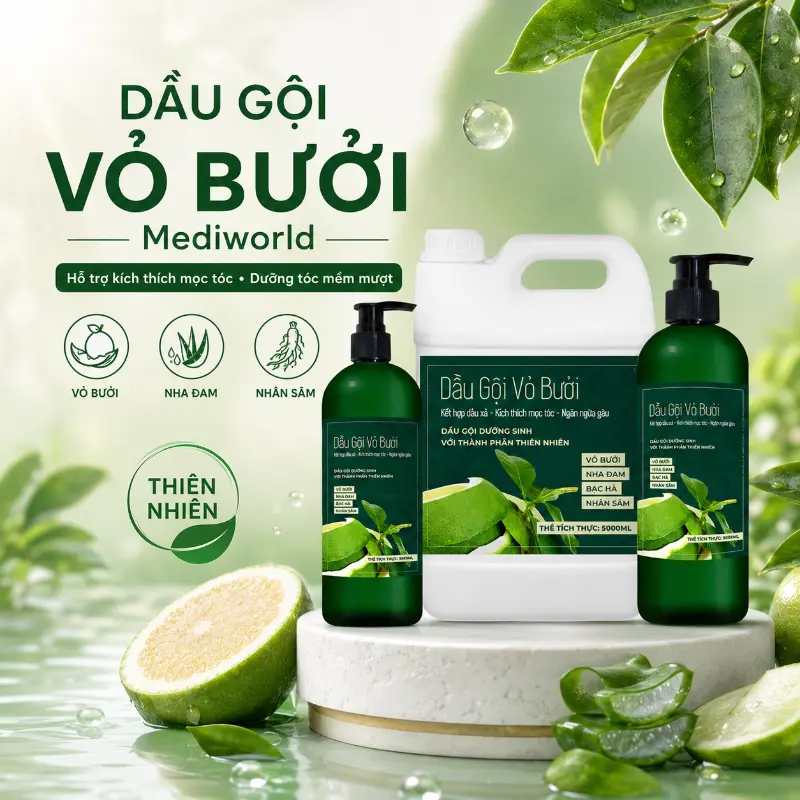 Dầu gội vỏ bưởi Mediworld kích thích mọc tóc, dưỡng tóc