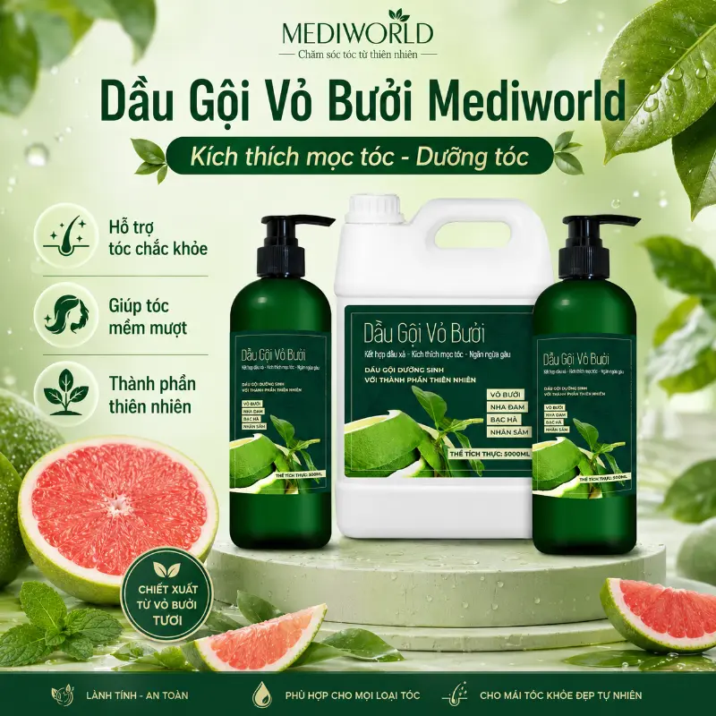 Dầu gội vỏ bưởi Mediworld kích thích mọc tóc, dưỡng tóc