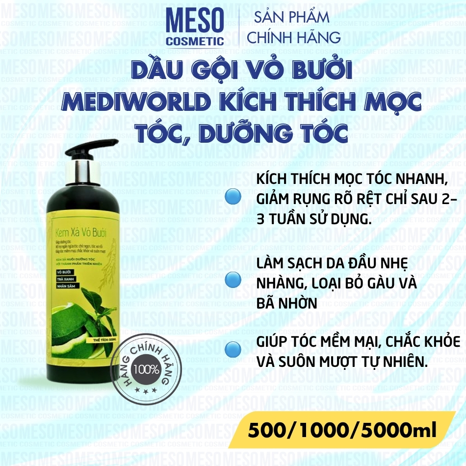 Dầu gội vỏ bưởi Mediworld kích thích mọc tóc, dưỡng tóc