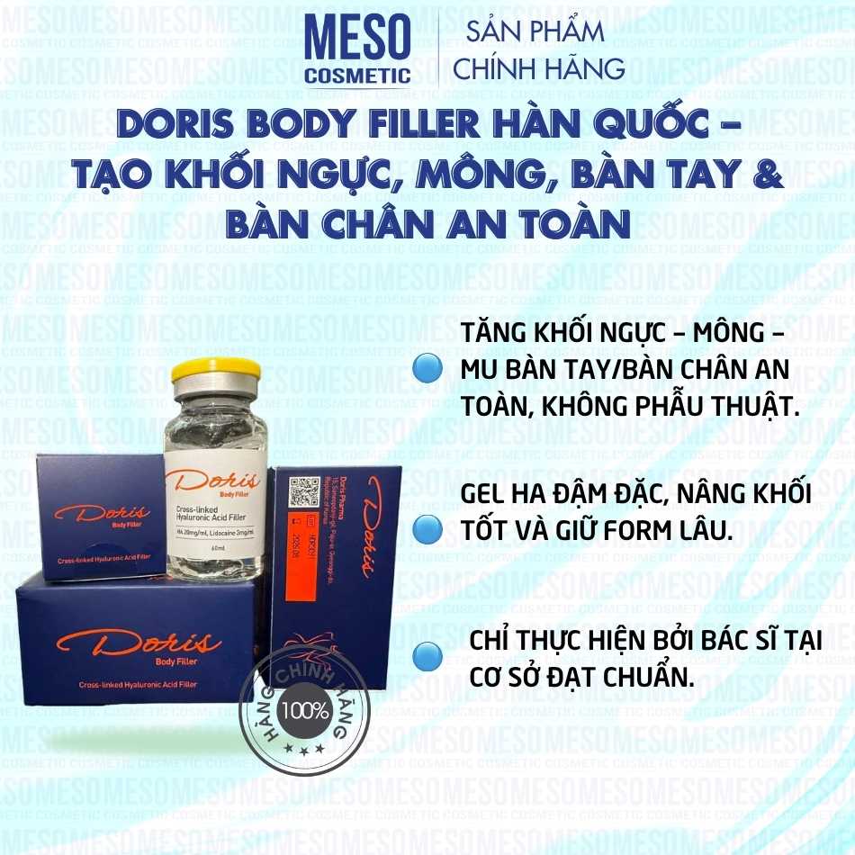 Doris Body Filler Hàn Quốc – Tạo khối ngực, mông, bàn tay & bàn chân an toàn
