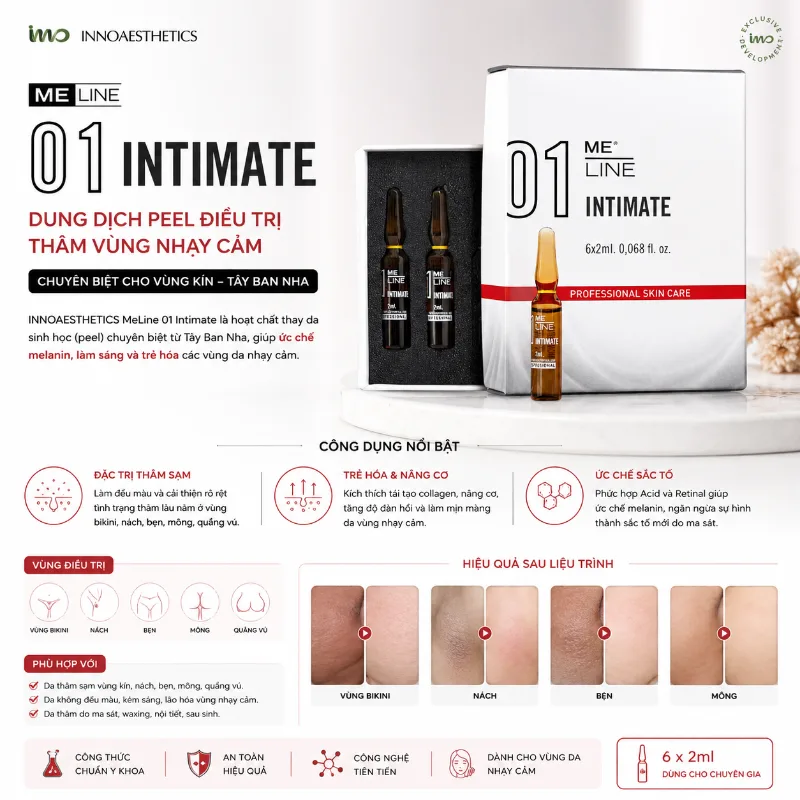 Dung Dịch Peel Hỗ Trợ Mờ Thâm Vùng Nhạy Cảm INNOAESTHETICS MeLine 01 Intimate 1 Ống Chính Hãng