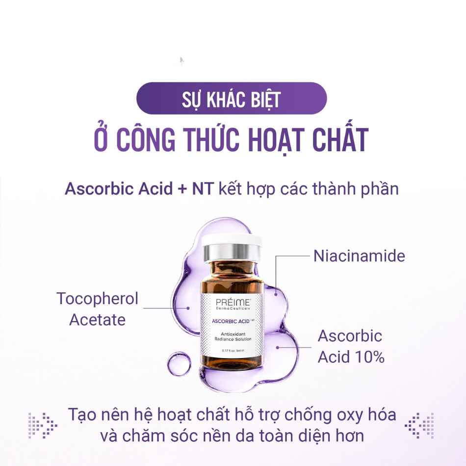 Dung dịch chống oxy hoá dưỡng sáng da Préime DermaCeuticals Ascorbic Acid + NT Antioxidant Radiace Solution