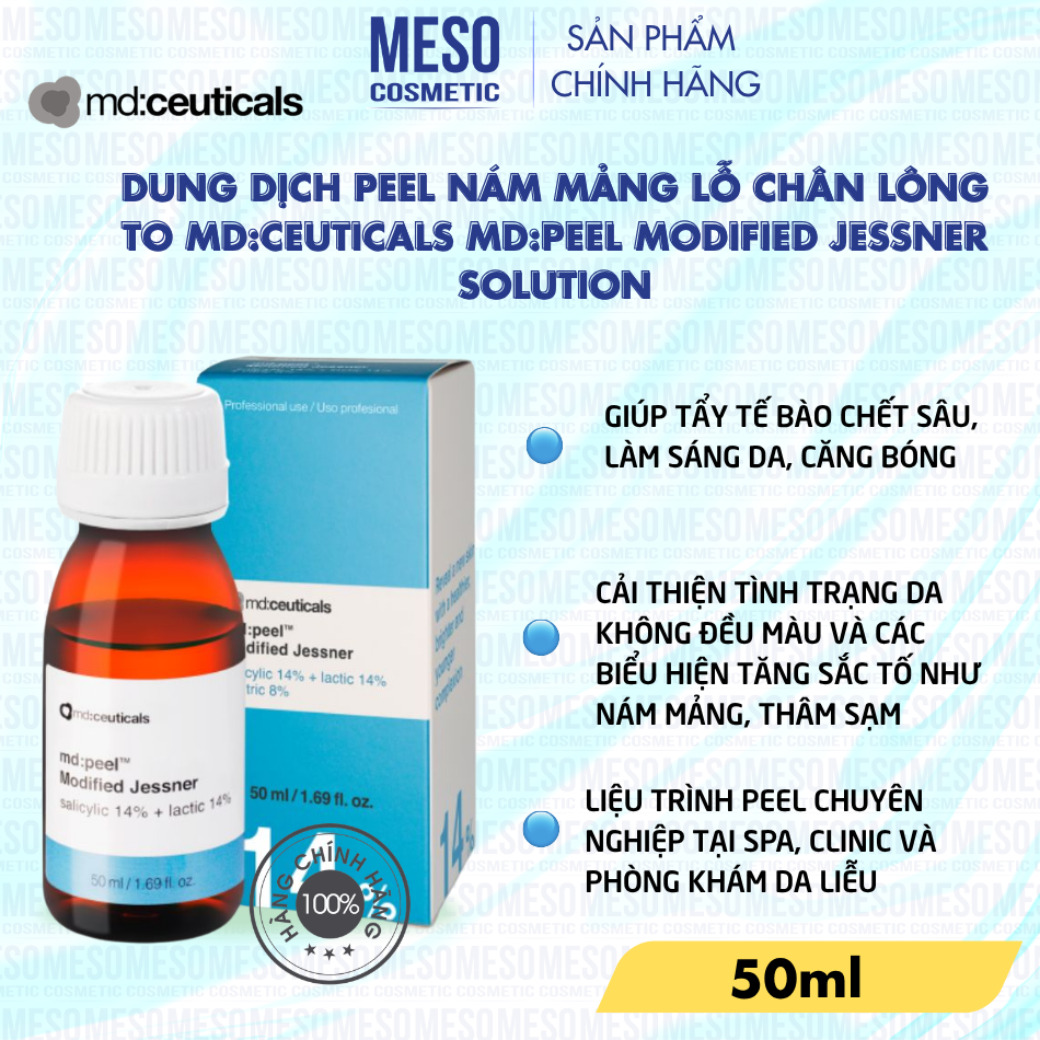 Dung dịch peel nám mảng lỗ chân lông to Md:Ceuticals Md:Peel Modified Jessner Solution