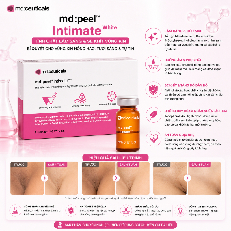 Dung dịch peel sáng da vùng kín và các vùng trên cơ thể Md:Ceuticals Md:Peel Intimate White