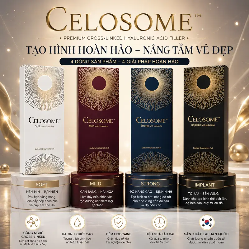 Chất Làm Đầy Celosome Hàn Quốc Tạo Hình Môi, Thái Dương, Hốc Mắt & Rãnh Sâu