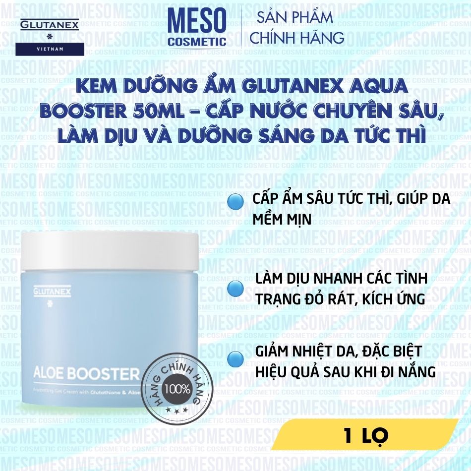 Gel Dưỡng Làm Dịu Da Glutanex Aloe Booster 200ml – Cấp Ẩm Sâu, Phục Hồi Da Và Làm Dịu Tức Thì