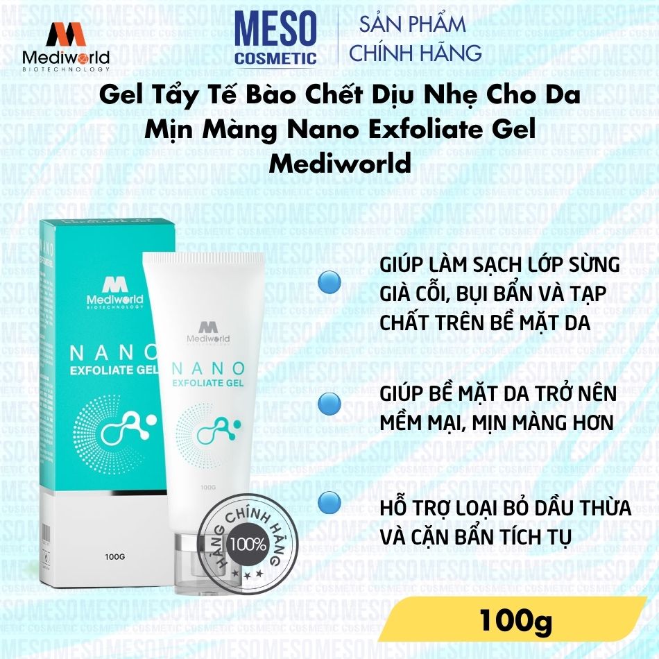 Gel Tẩy Tế Bào Chết Dịu Nhẹ Cho Da Mịn Màng Nano Exfoliate Gel Mediworld 100g