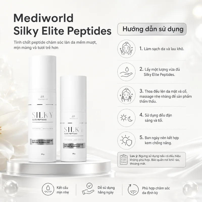 Gel dưỡng ẩm căng bóng, hạn chế lão hóa Mediworld Silky Elite Peptide