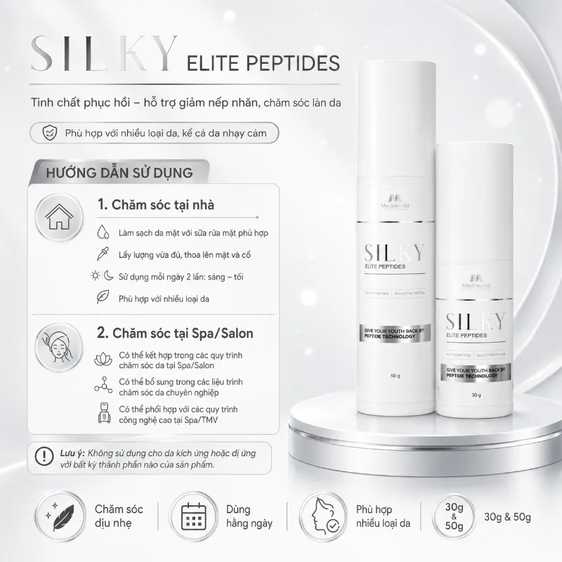 Gel dưỡng ẩm căng bóng, hạn chế lão hóa Mediworld Silky Elite Peptide