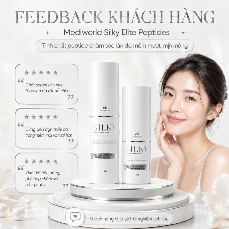 Gel dưỡng ẩm căng bóng, hạn chế lão hóa Mediworld Silky Elite Peptide