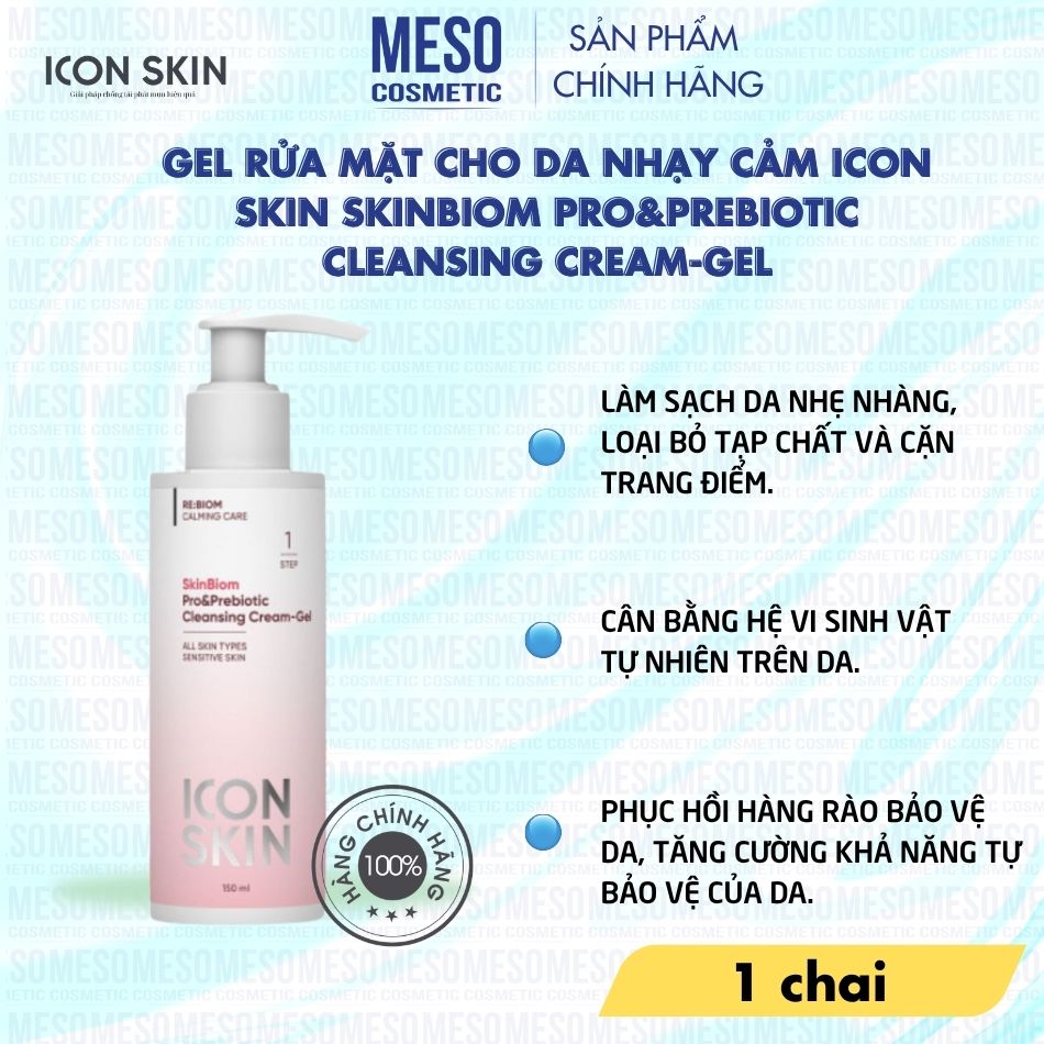 Gel rửa mặt cho da nhạy cảm Icon Skin Skinbiom Pro&Prebiotic Cleansing Cream-Gel