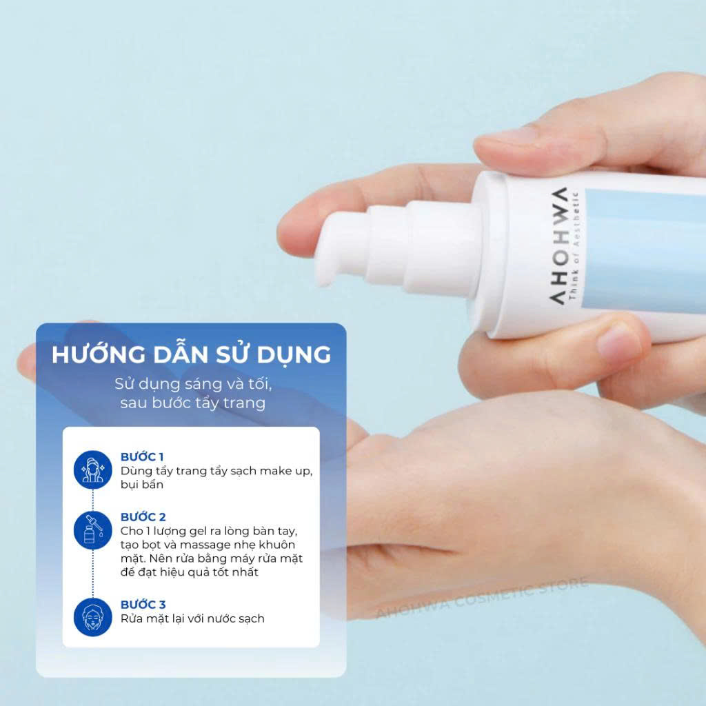 Gel rửa mặt dành cho mọi loại da Ahohwa Aqua Solution Hybrid Water Fluide Gel Cleanser