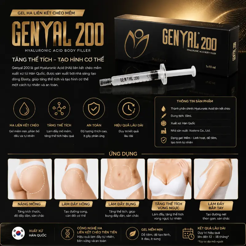 Chất Làm Đầy HA Genyal 200 Xcelens Thụy Sĩ Tạo Hình Cơ Thể Cao Cấp