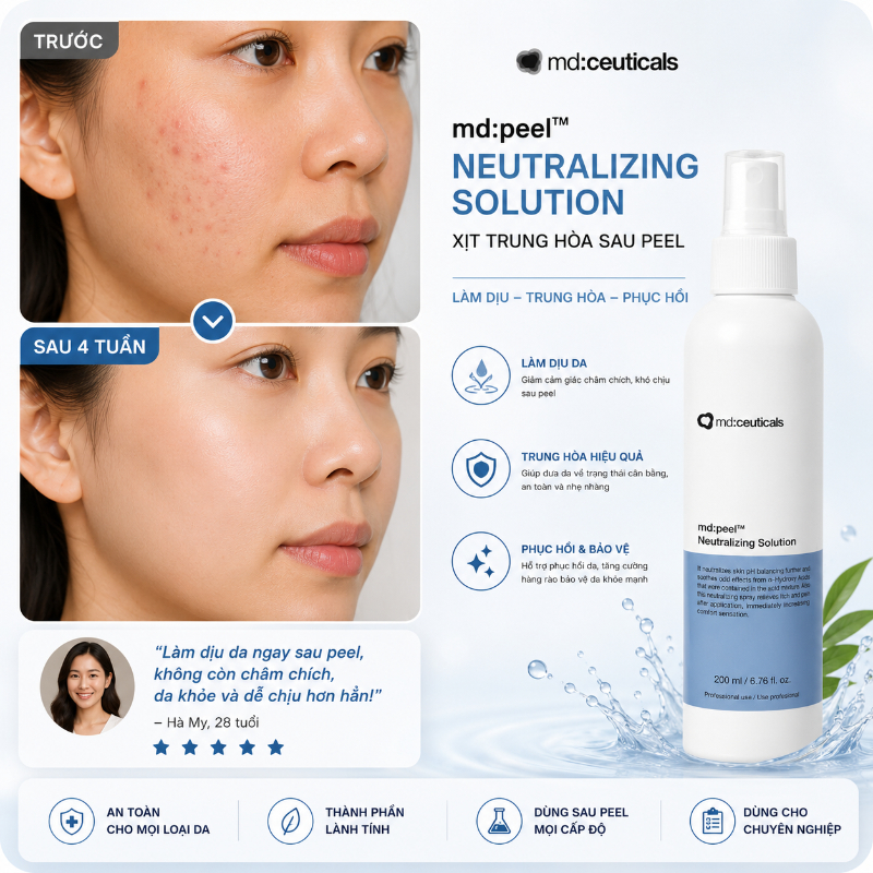 Giải pháp trung hòa axit cho các peel chuyên nghiệp Md:Ceuticals Md:Peel Neutralizing Solution