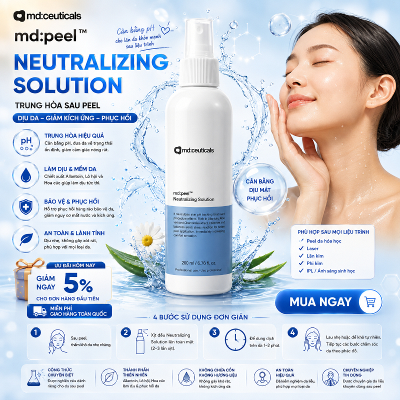 Giải pháp trung hòa axit cho các peel chuyên nghiệp Md:Ceuticals Md:Peel Neutralizing Solution