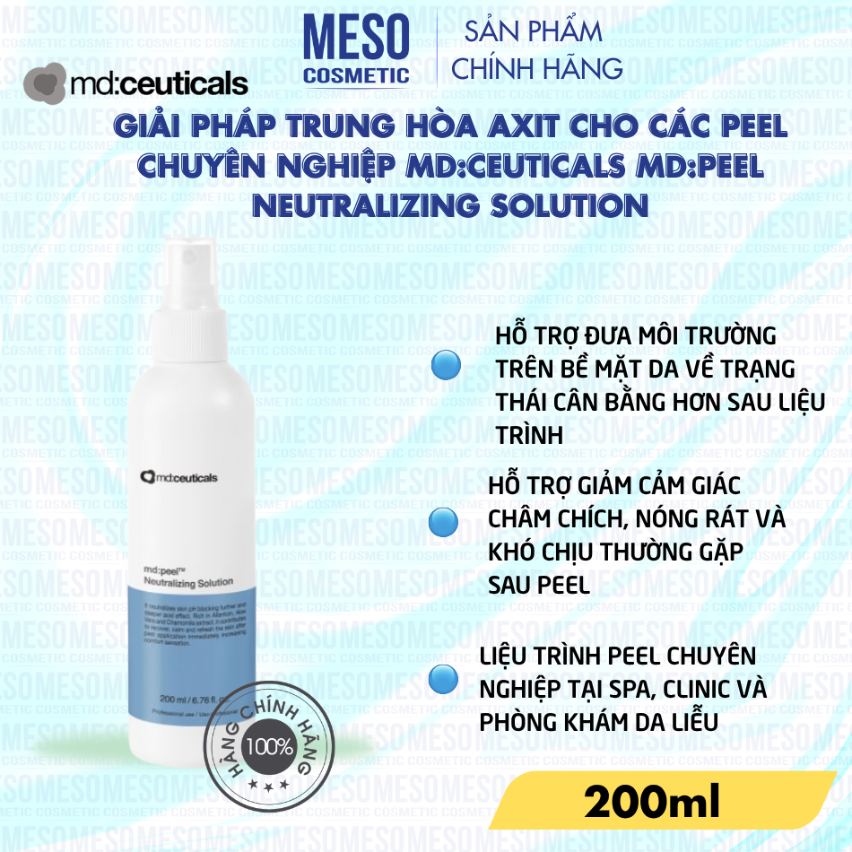 Giải pháp trung hòa axit cho các peel chuyên nghiệp Md:Ceuticals Md:Peel Neutralizing Solution