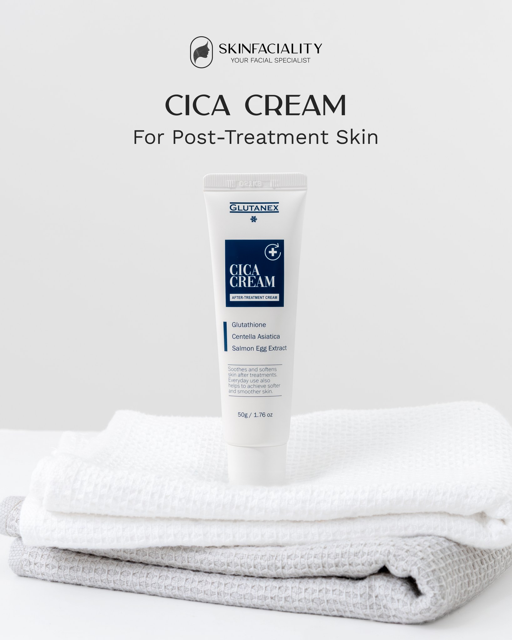 Kem Phục Hồi Da Sau Treatment, Làm Dịu & Tái Tạo Glutanex Cica Cream