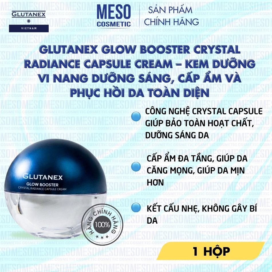 Kem Dưỡng Vi Nang Dưỡng Sáng, Cấp Ẩm Glutanex Glow Booster Crystal Radiance Capsule Cream