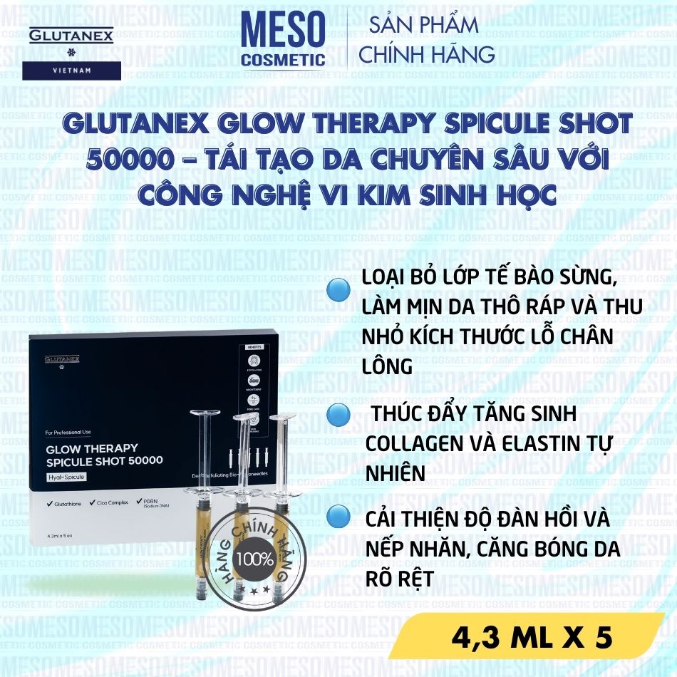 Tinh chất Tái Tạo Da Với Công Nghệ Vi Kim Sinh Học Glutanex Glow Therapy Spicule Shot 50000