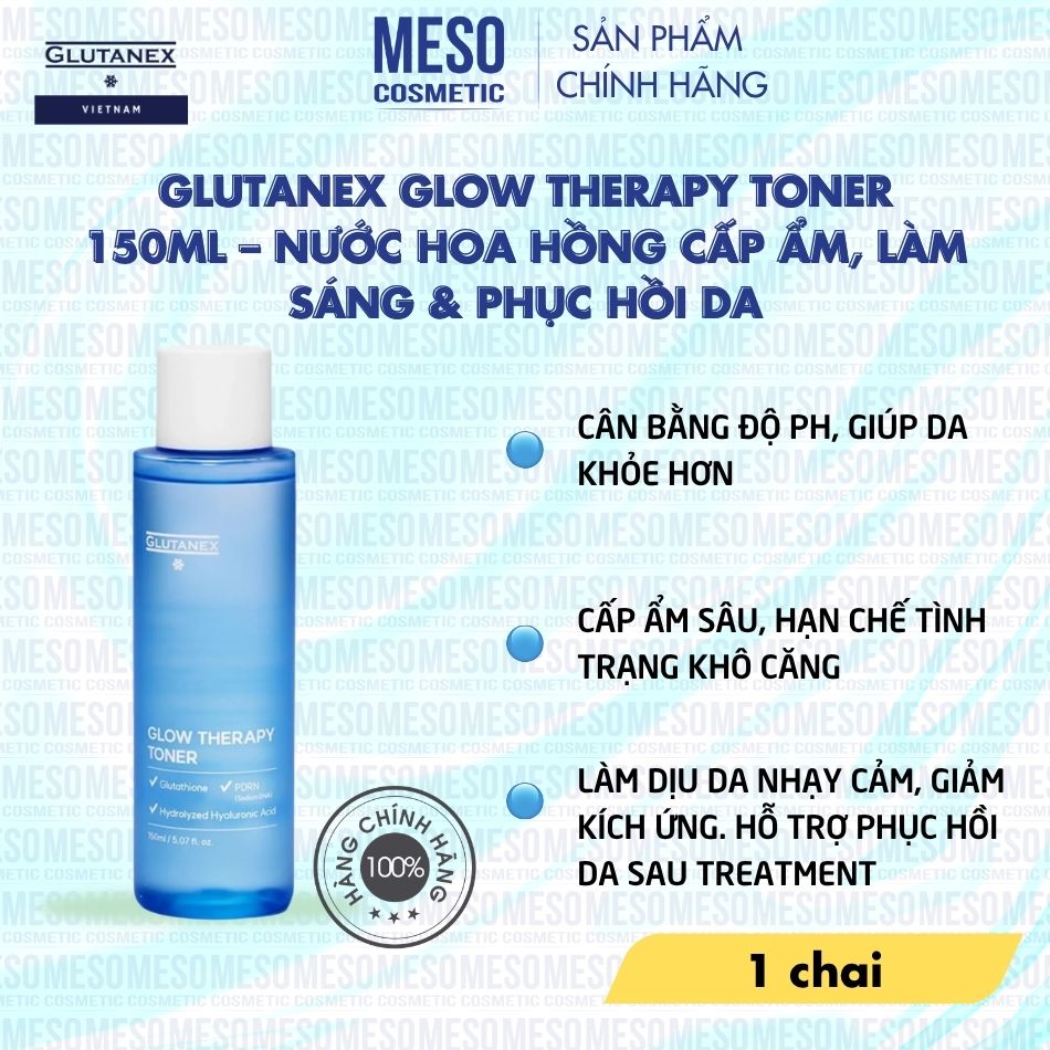 Nước Hoa Hồng Cấp Ẩm, Làm Sáng & Phục Hồi Da Glutanex Glow Therapy Toner 150ml