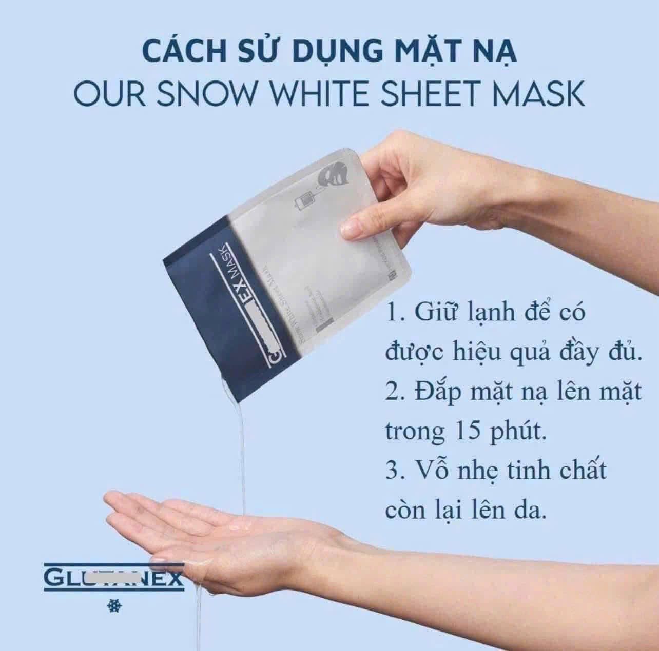 Mặt Nạ Dưỡng Trắng, Cấp Ẩm Sáng Da 15 Phút Glutanex Snow White Sheet Mask