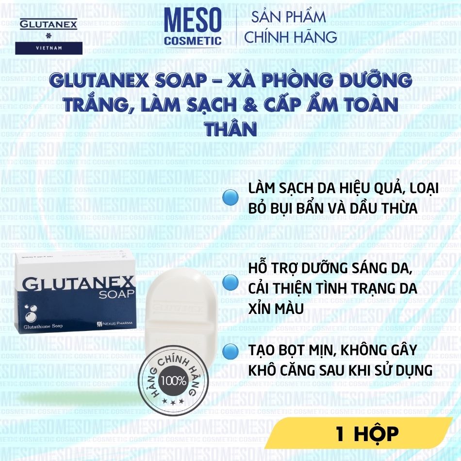 Xà Phòng Dưỡng Trắng, Làm Sạch & Cấp Ẩm Toàn Thân Glutanex Soap