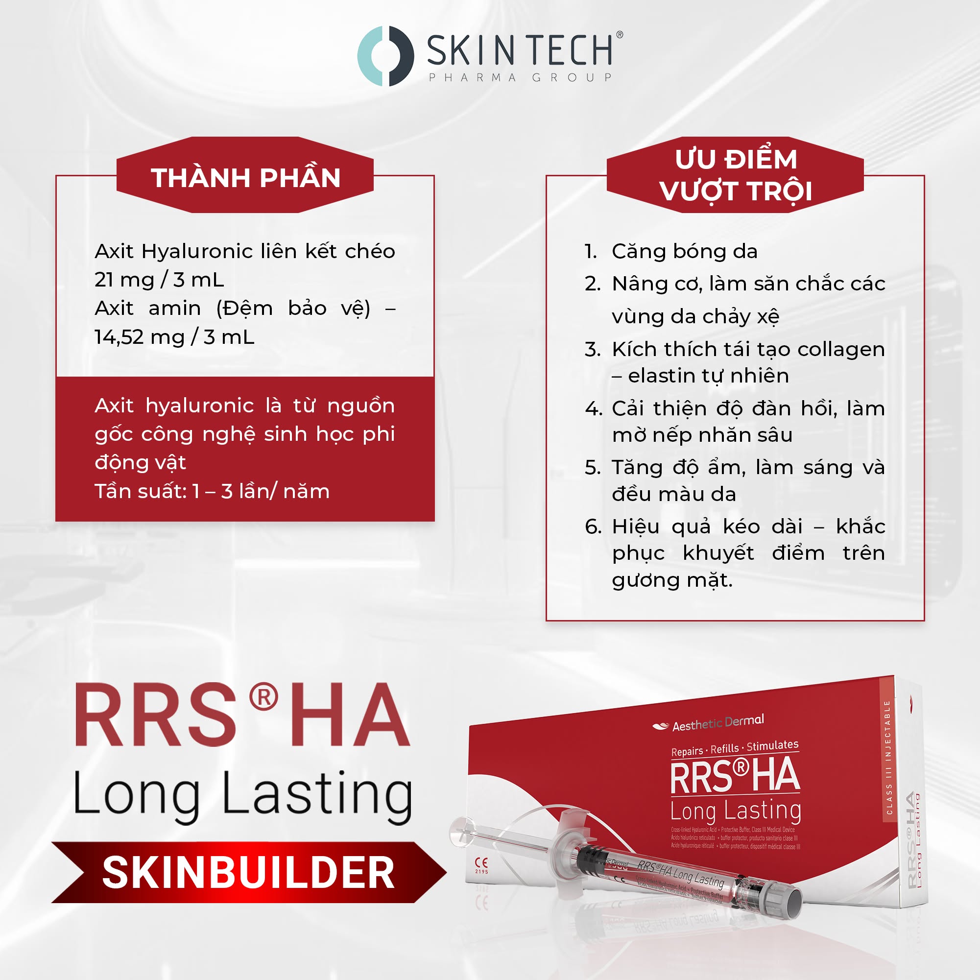 Hoạt chất B.A.P trẻ hóa da, nâng cơ SkinTech RRS® HA Long Lasting