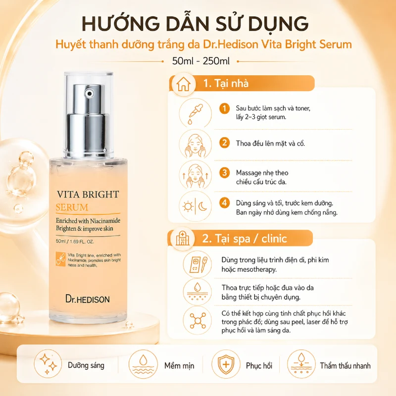 Huyết thanh dưỡng trắng da Dr.Hedison Vita Bright Serum (50ml-250ml)