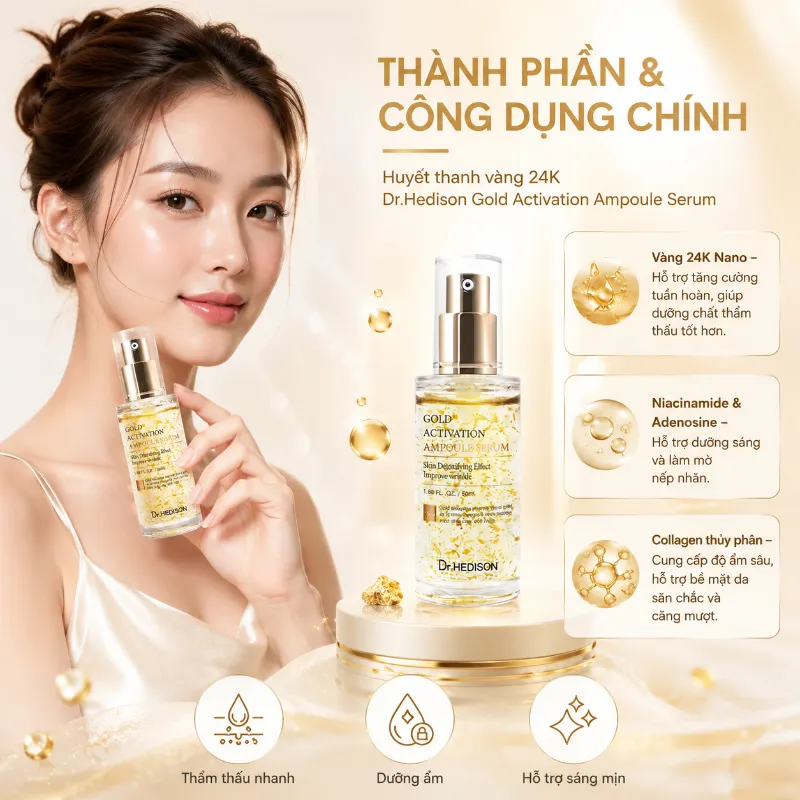 Huyết thanh vàng 24K Dr.HEDISON Gold Activation Ampoule Serum 50ml-250ml