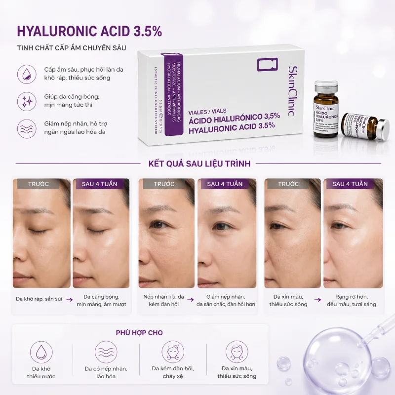 Hyaluronic Acid 3.5% SkinClinic – Tinh Chất Hỗ Trợ Da Căng Bóng, Giảm Các Biểu Hiện Lão Hóa