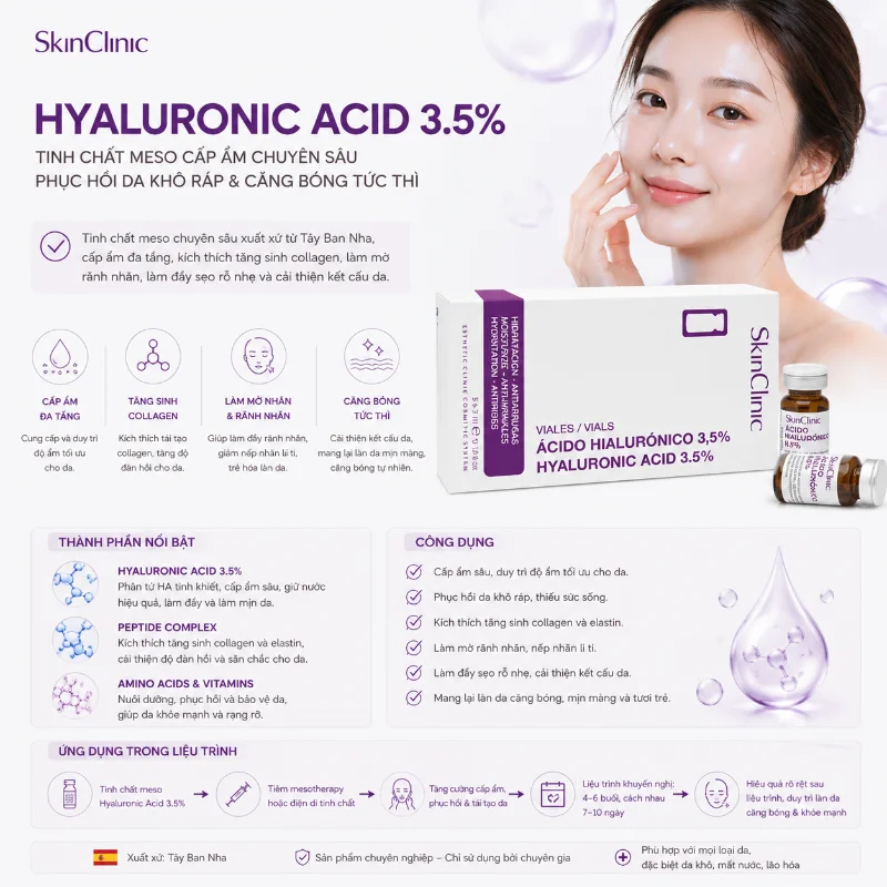 Hyaluronic Acid 3.5% SkinClinic – Tinh Chất Hỗ Trợ Da Căng Bóng, Giảm Các Biểu Hiện Lão Hóa