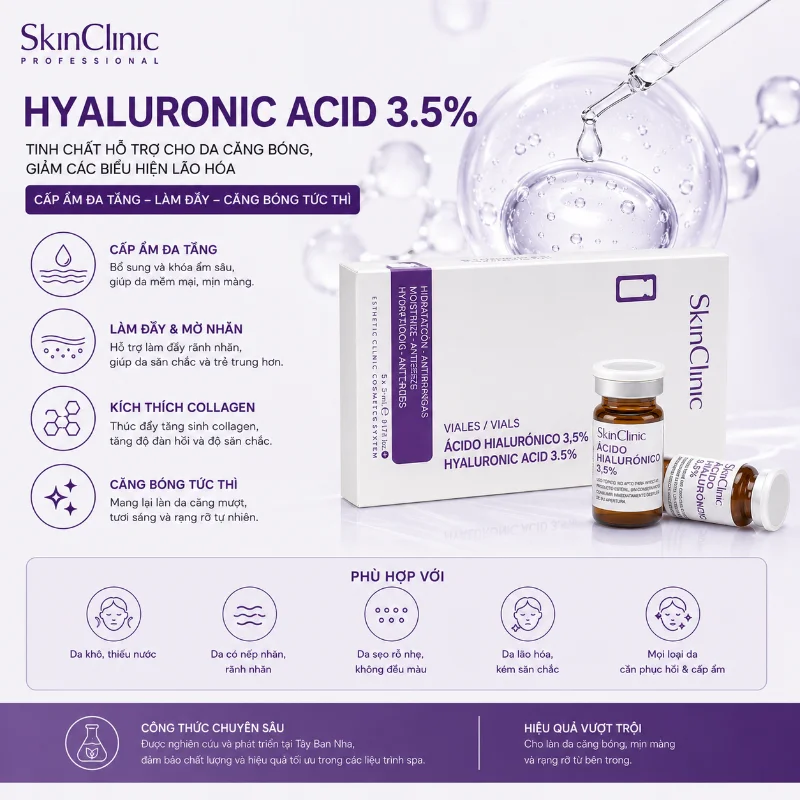 Hyaluronic Acid 3.5% SkinClinic – Tinh Chất Hỗ Trợ Da Căng Bóng, Giảm Các Biểu Hiện Lão Hóa