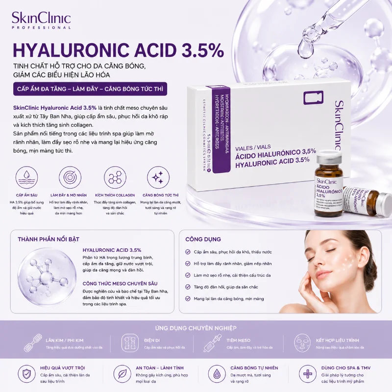 Hyaluronic Acid 3.5% SkinClinic – Tinh Chất Hỗ Trợ Da Căng Bóng, Giảm Các Biểu Hiện Lão Hóa