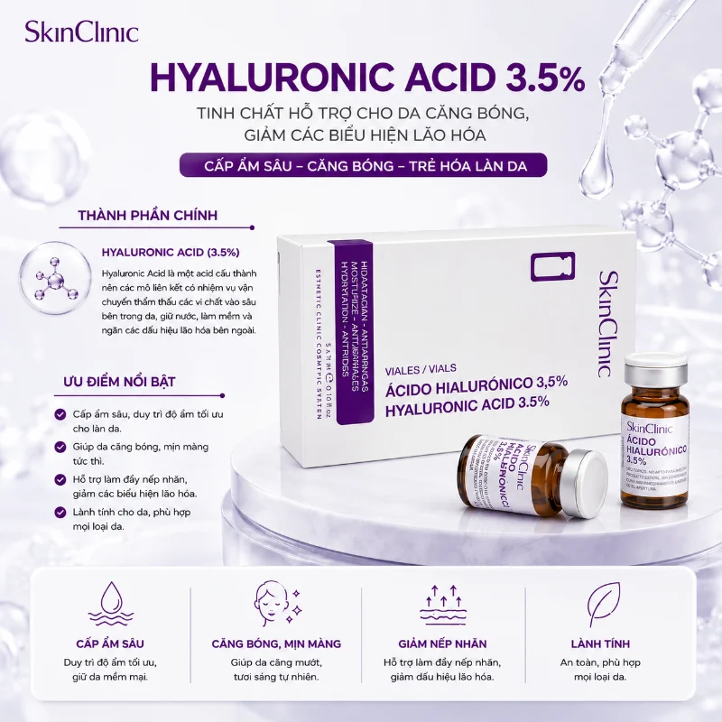 Hyaluronic Acid 3.5% SkinClinic – Tinh Chất Hỗ Trợ Da Căng Bóng, Giảm Các Biểu Hiện Lão Hóa