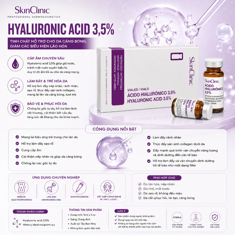 Hyaluronic Acid 3.5% SkinClinic – Tinh Chất Hỗ Trợ Da Căng Bóng, Giảm Các Biểu Hiện Lão Hóa