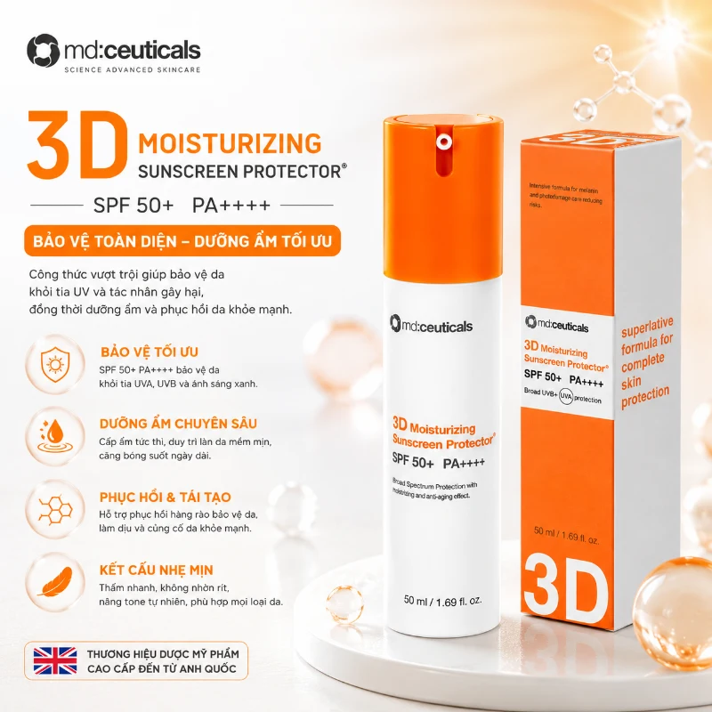 Kem Chống Nắng Cho Da Treatment - 3D Moisturizing Sunscreen Protection SPF 50+ - MD:Ceuticals