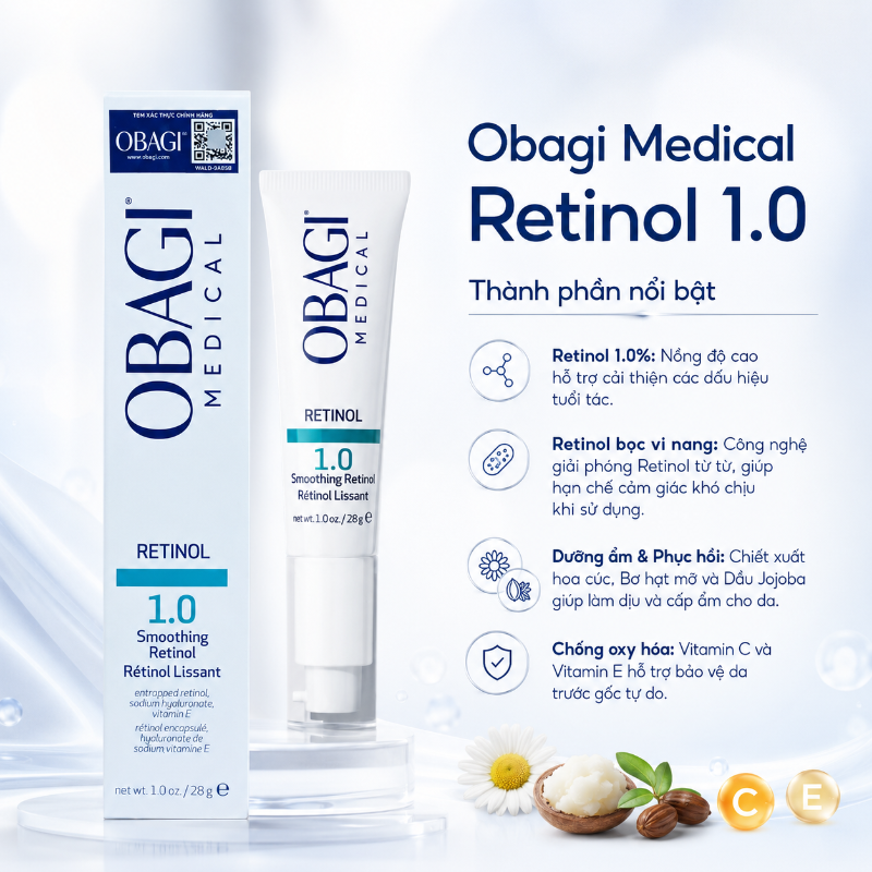 Kem Dưỡng Ẩm & Giảm Nếp Nhăn Obagi Retinol 1.0 28g