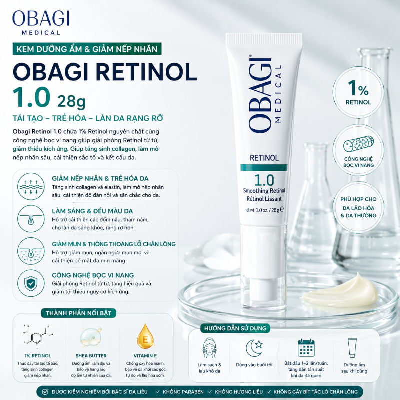 Kem Dưỡng Ẩm & Giảm Nếp Nhăn Obagi Retinol 1.0 28g