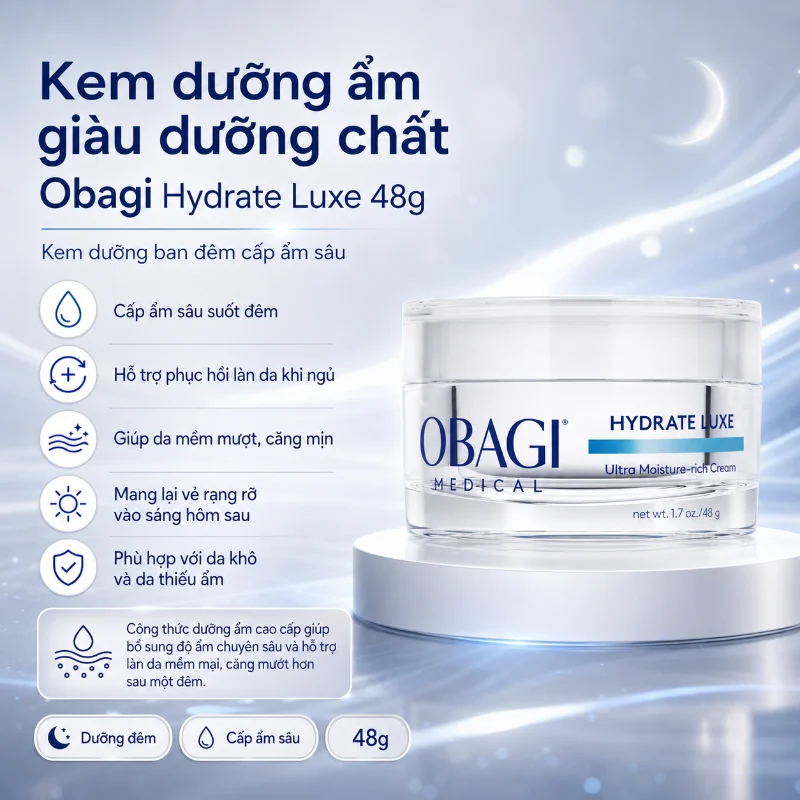 Kem Dưỡng Ẩm Giàu Dưỡng Chất Obagi Hydrate Luxe Moisture-Rich Cream – Cấp Ẩm Chuyên Sâu Suốt 8 Giờ