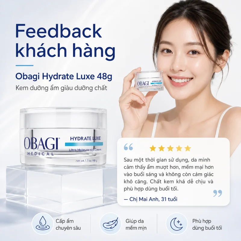 Kem Dưỡng Ẩm Giàu Dưỡng Chất Obagi Hydrate Luxe Moisture-Rich Cream – Cấp Ẩm Chuyên Sâu Suốt 8 Giờ