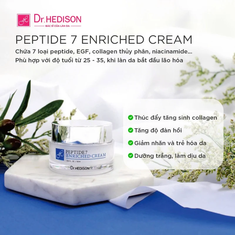 Kem Dưỡng Giảm Nếp Nhăn Peptide 7 Enriched Cream Dr.HEDISON 50ml
