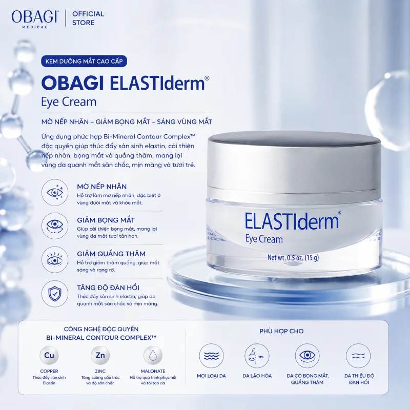 Kem Dưỡng Mắt Cải Thiện Nếp Nhăn, Bọng Mắt Obagi ELASTIderm® Eye Cream 15g