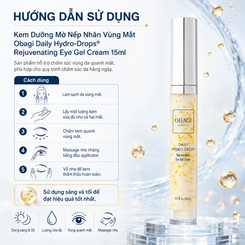 Kem Dưỡng Mờ Nếp Nhăn Vùng Mắt Obagi Daily Hydro-Drops® Rejuvenating Eye Gel Cream 15ml