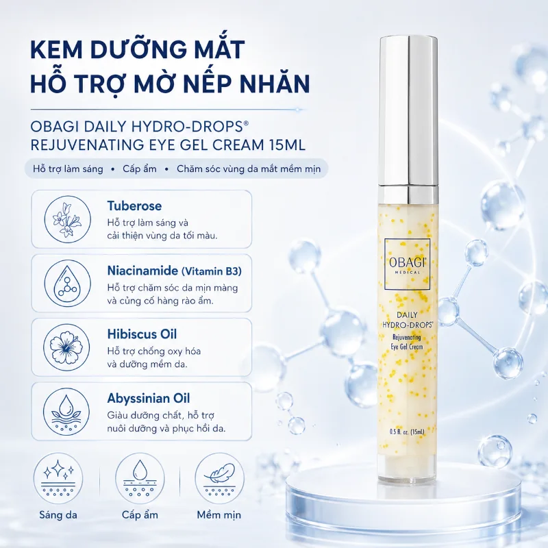 Kem Dưỡng Mờ Nếp Nhăn Vùng Mắt Obagi Daily Hydro-Drops® Rejuvenating Eye Gel Cream 15ml