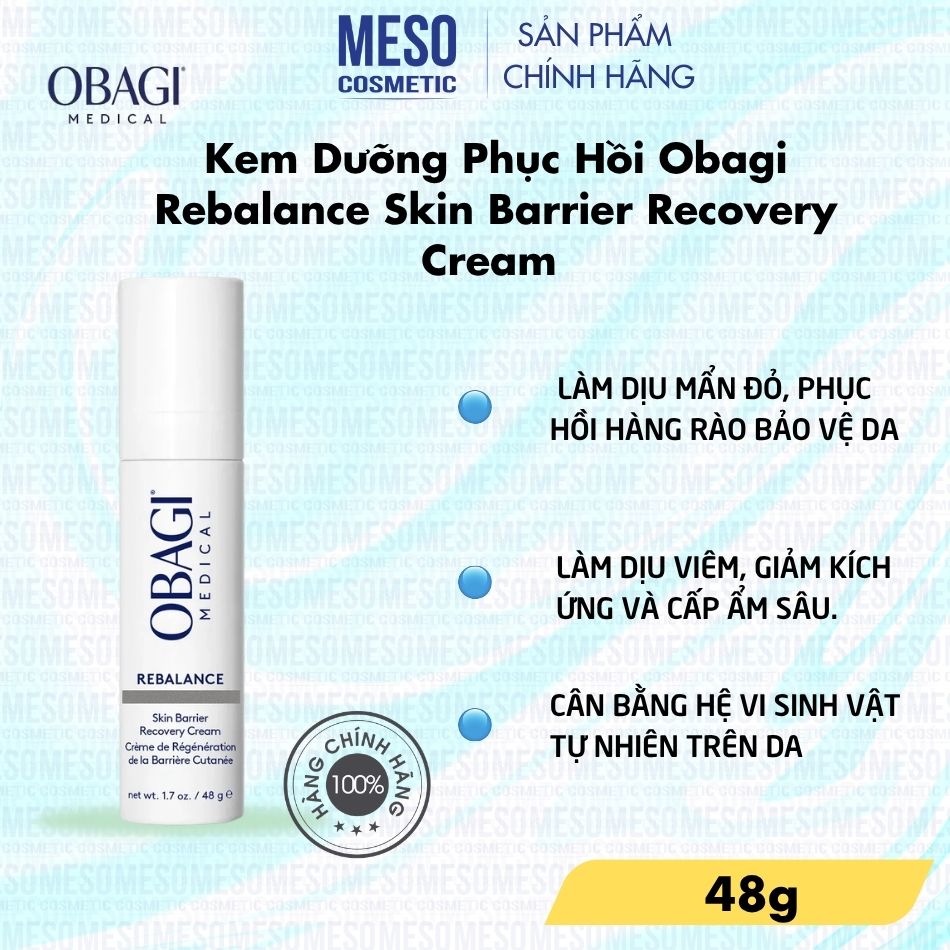Kem Dưỡng Phục Hồi, Cân bằng hệ vi sinh, phục hồi hàng rào bảo vệ da Obagi Rebalance Skin Barrier Recovery Cream 48g