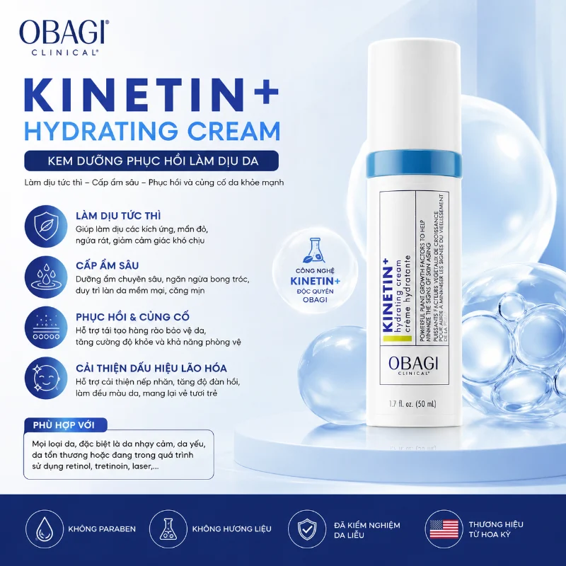 Kem Dưỡng Phục Hồi, Cấp Ẩm & Chống Lão Hóa Obagi Clinical Kinetin+ Hydrating Cream 50ml