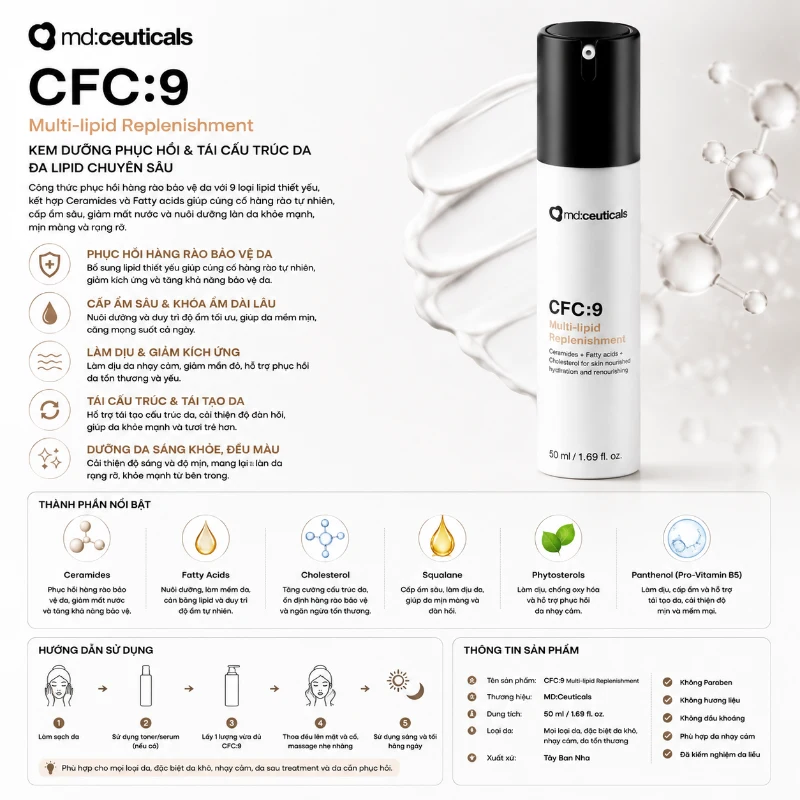 Kem Dưỡng Phục Hồi Da CFC:9 Multi-Lipid Replenishment - MD:Ceuticals