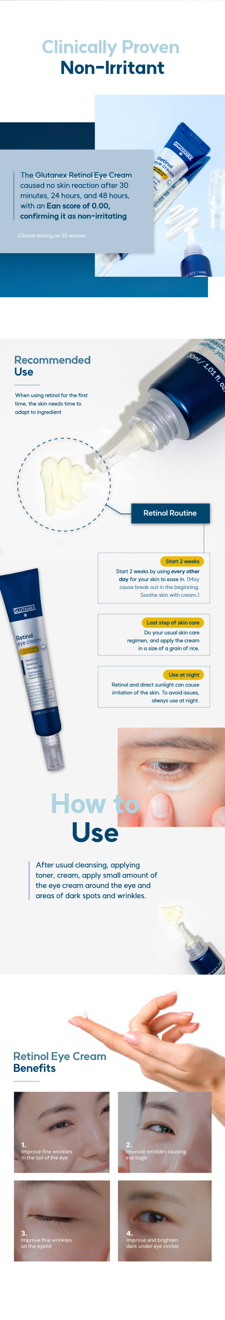 Kem Mắt Hỗ Trợ Cải Thiện Thâm, Giảm Nếp Nhăn & Trẻ Hóa Vùng Mắt Glutanex Glow Therapy Eye Cream 30ml Chính Hãng
